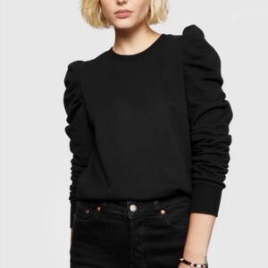 Rebecca Minkoff Janine Sweatshirt Black Puff Sleeve Top